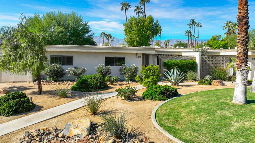 Fantastic Buy with 'PANORAMIC MOUNTAIN VIEWS' and 'DESIRABLE SOUTH - FACING' This is a Prime Location in Indian Wells; A Thoughtfully RENOVATED home, rich in design, offering Bright, Peaceful, and Enchanting Style!! Beautifully appointed on a corner location, upon entry, you will instantly see the GREAT detail and STYLE in upgrades throughout, including Upscale Led Lighting, New designer grass and woven wall coverings, New Hunter Douglas remote activated blinds, and designer textures and tiles showcasing the BEAUTY of the home! The Kitchen, offers an open concept, making entertaining seamlessly easy and Fun! From the great room step out onto your patio, basking in the serenity of the open greenbelts with those Gorgeous Mountain Views, complete with a retractable awning! Both bathrooms offer style with grand upscale tile and sophisticated fixtures. And don't forget the golf cart garage, New Tankless Water heater, the List goes on! This is a MUST-see in person! Casa Dorado! Close to El Paseo, Great places for Dining, Tennis, Pickleball, 6 Pools, 2 Tennis Courts, 4 Hole Golf and more!