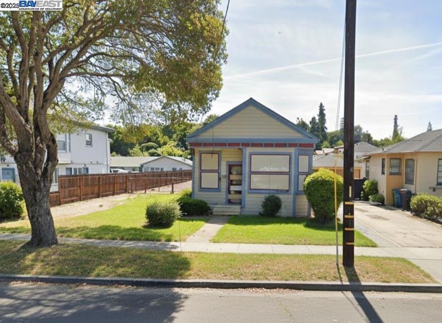 Opportunity for the experienced contractor, flipper or builder.  Also, an incredible "sweat equity" opportunity for the right buyer.  This home does not have a foundation.  Look at the size of the LOT!!!!  Tremendous value.  Many buyers wouldn't dream of tearing down the house but instead would check with the City of Hayward and see if indeed it's possible to simply raise the house up, pour a foundation under the lifted home, and set it back down. This exact same thing was just done with a property on A Street (address available upon request).