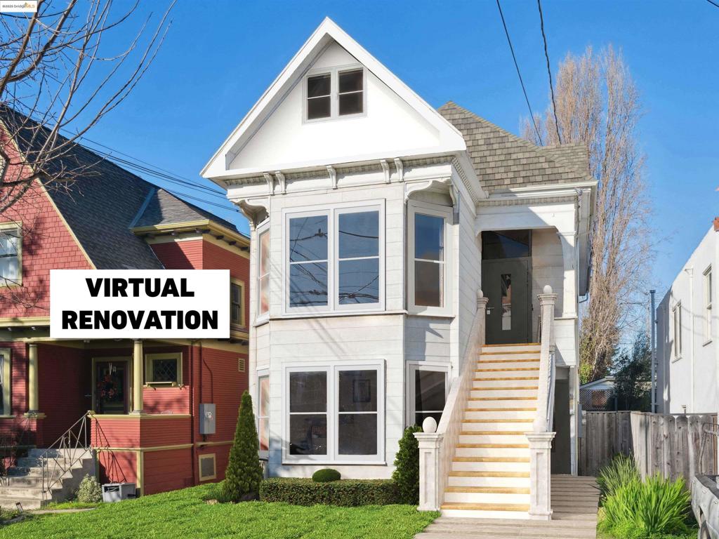 This Victorian duplex in Alameda's desirable West End is an exterior fixer upper with updated kitchens and bathrooms inside. Located a short walk from the vibrant shops and eateries of Webster Street, this property offers a unique opportunity for both investors and owner-occupants. The owner's unit spans the middle and top floors, featuring a remodeled kitchen with quartz counters, bay windows, crown molding, and coved ceilings that highlight its Victorian charm. The lower unit, occupied by a reliable long-term tenant, boasts a recently remodeled kitchen with a tile backsplash, under-counter lighting, and a modern ensuite bathroom. Both units include dedicated laundry rooms and separate gas & electric meters. New rear stairs add functionality, while peekaboo views of downtown enhance the home's appeal. Exterior updates are needed, but the remodeled interiors provide a solid beginning. With the possibility of converting the top floor into a 3rd unit or ADU by separating the upstairs entrances, this property offers versatile living and investment options. Views: Downtown