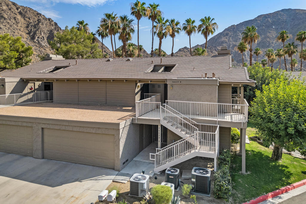 Welcome to Mountain Cove in Indian Wells! This guard gated community is popular due to its close proximity to Indian Wells Country Club, Indian Wells Resort and Indian Wells Tennis Gardens!This spacious two-bed/two-bath updated condo is an end unit and boasts breathtaking mountain views from multiple outdoor sitting areas. Lovely courtyard to enjoy your morning coffee. Lots of common area and the pool is steps away. Open living area features beautiful fireplace, built in TV and incredible views! Kitchen has granite countertops and updated Whirpool appliances. Primary suite has a large walk-in closet, updated bathroom with black granite countertop with dual vanity and gorgeous tile shower. Guest bathroom also updated with Tile Shower and granite countertop. This is a downstairs unit! Furniture available outside of escrow, including the piano!Indian Wells residents enjoy golf and dining discounts at IW Golf Resort, Hyatt Fitness Center and free tennis tickets to BNP and more! This is a MUST-SEE! Priced to SELL!