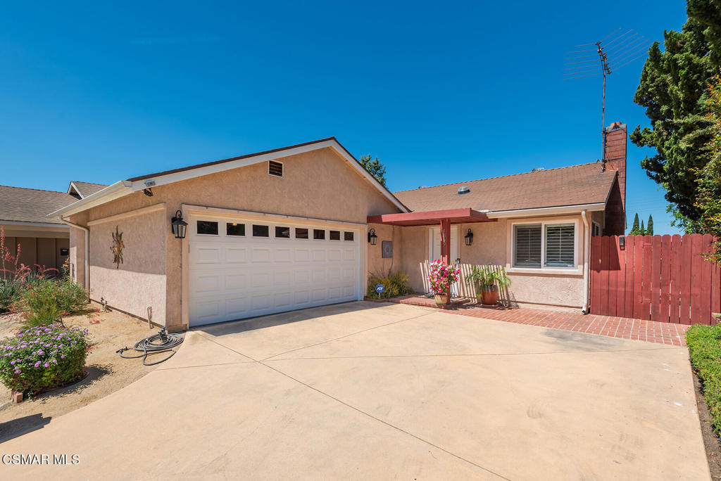Model Perfect and Move-in Ready! Beautifully remodeled and highly desirable single story home on a quiet cul de sac in the Peach Hill community of Moorpark. This 3+2 home was completely renovated in 2013 and features stunning wood plank laminate flooring, designer interior paint, double pane windows, plantation shutters, recessed lighting and custom upgrades throughout. Large remodeled kitchen with granite counters, subway tile backsplash, beautiful wood cabinets & drawers including soft touch closure, 2 pantry's with custom shelving and stainless steel appliances. Spacious living room with stacked stone fireplace and custom wood mantle. Primary bedroom with custom glass barn door, slider to side yard, ceiling fan and ensuite upgraded bathroom with huge glass enclosed shower. Nice size secondary bedrooms with ceiling fans. Upgraded guest bathroom includes shower/tub with beautiful tile & glass tile inlay. Private, low maintenance backyard features brick stone pavers, large concrete area and nicely landscaped brick planters include an avocado & orange tree. Custom outdoor lighting, backyard roll up shades, Ring & Nest. Seller owned solar panels for low electricity costs. 2 car garage w/washer & dryer hook-ups. Close to community pool, spa, clubhouse, greenbelts and award winning schools! Low HOA fees. Come make it yours!
