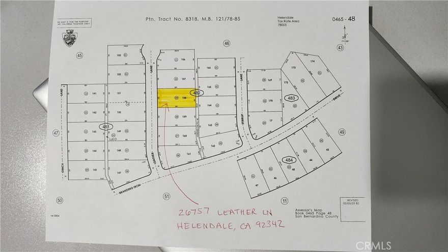 ** Vacant Lot For Sale located in Helendale ** Utilities are in the street ** This Flat Lot sits next door to other homes and is on a Paved Street. Close to Schools and park. Good Opportunity at a Good Price.