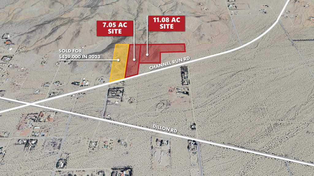 ■ Location: The property is located on Channel Run Rd,Sky Valley, CA. ■ Zoning: Click here to view W-2 Zone (Controlled Development Areas) ■ General Plan: Click here to view Rural Residential ■ APN: 654-270-011, 031 ■ Parcel Size (According to County Assessor's Information): 7.055 AC & 11.083 AC ■ Utilities: Water on Channel Run Rd ■ Earthquake Fault Zone: No ■ Topography: Approx. 1220' at Southern boundary and approx. 1,420' at Northern boundary ■ Multi-Species: No ■ Terms: Cash or Terms ■ Comments: Escape to the beautiful desert mountains. Less than 4 miles from the City of Desert Hot Springs. Sky Valley is known for its famous hot water that makes this region a favorite wintering spot of snowbirds and others seeking the therapeutic benefits of hot mineral water