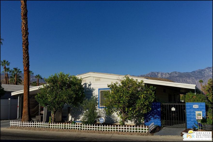 Welcome to a premier Active Adult (55+) desert lifestyle in this beautifully updated home located directly on the golf course within the highly sought-after, guard-gated Date Palm Country Club community. This 1,440 square foot residence offers two bedrooms (Primary includes walk-in closet) and two bathrooms, along with a host of modern upgrades/home features. Notable improvements include: drywall throughout (even the ceilings), new laminate flooring, new kitchen counters, sink, all appliances (that includes a convection stove and composter), remodeled bathrooms with walk in showers that are tastefully tiled. Inside laundry area includes upgraded front load washer/dryer units. This home is a MUST SEE to fully appreciate. Being offered furnished with 2 Big Screen (75" and 50") TVs. Enjoy also interior upgrades of designer lighting in both bedrooms plus recessed lighting in great room. The covered patio in back provides spectacular, unobstructed mountain, golf and water feature views. Additional landscaping and irrigation has been added. The lot includes fruit bearing trees of fig, lemon orange and tangerine. A surprise awaits of a drywalled shed, wood flooring, with window (plus portable AC/heater unit) that doubles as an office. As a resident, you'll have access to an array of country club amenities, including an 18-hole executive golf course (with reduced rates and packages for residents), an on-site restaurant, a main clubhouse with a pool and spa, a sports pavilion with tennis and pickleball courts. Several satellite pools and spas throughout the community, as well. There is even a dedicated dog park. The community is centrally located, offering convenient access to the best of Palm Springs, Cathedral City, Rancho Mirage, and Palm Desert. The park is secured with a guard gate from 6 a.m. to 10 p.m. and a security pass-enabled back gate for easy entry and exit. Make this desert home, YOUR HOME.  Come See, Make Offer.  You will NOT be disappointed.