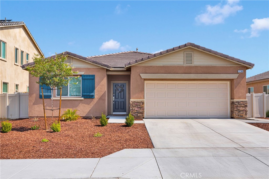 Modern Adelanto Home for Sale! Built in 2021, this Beautiful Home features a open floor plan with 3 Bedrooms, 2 Bathrooms and split floor plan. Also features Ceiling Fans, Kitchen Island with Granite Counter-tops, Nice Kitchen Cabinets, Wood Laminate Flooring, Carpet in Bedrooms, Laundry Room w/ Laundry Hook-Ups, Desert Landscaping in Front Yard, spacious Backyard with Patio Concrete Slab, Nice driveway, 2-car attached garage. Near all amenities, including schools. Did I mention that *seller closing credit of $8,800k with a full price offer!