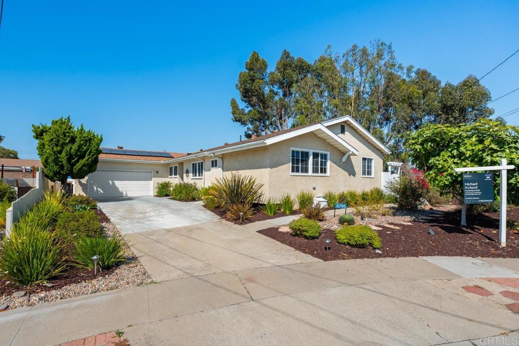 Welcome to 8796 Regency Rd – an exceptional single-story home located in the heart of Serra Mesa, offering comfort, flexibility, and room to grow. This beautifully maintained 4-bedroom, 3-bath residence spans approximately 1,700 square feet of permitted living space, thoughtfully designed for both everyday living and entertaining. In addition, a 380 sq ft enclosed sunroom (not permitted, included in estimated ESF) provides valuable bonus space ideal for a family room, gym, or playroom. The home features a functional floor plan, with a private bedroom and bath setup perfect for multigenerational living or guests. Enjoy the benefits of a newer roof, leased solar system, HVAC, replaced all pipes to the house and a two-car garage with an extra 220 volt plug for EV's and offering ample storage. Situated on a generously sized lot, the outdoor space invites endless possibilities — from adding a pool or ADU to creating your dream backyard retreat. Nobody will build behind the property, the land is owned by SDGE. Thoughtfully refreshed,: kitchen tile, painted cabinets, entire interior painted and move-in ready, this Serra Mesa gem combines space, efficiency, and potential in one of San Diego’s most central communities. Located on a quiet street at the end of a Cul-de-sac in a well-established neighborhood, this home offers unmatched convenience to Mission Valley, Snapdragon Stadium, shopping, dining, and major freeways — all just minutes away.