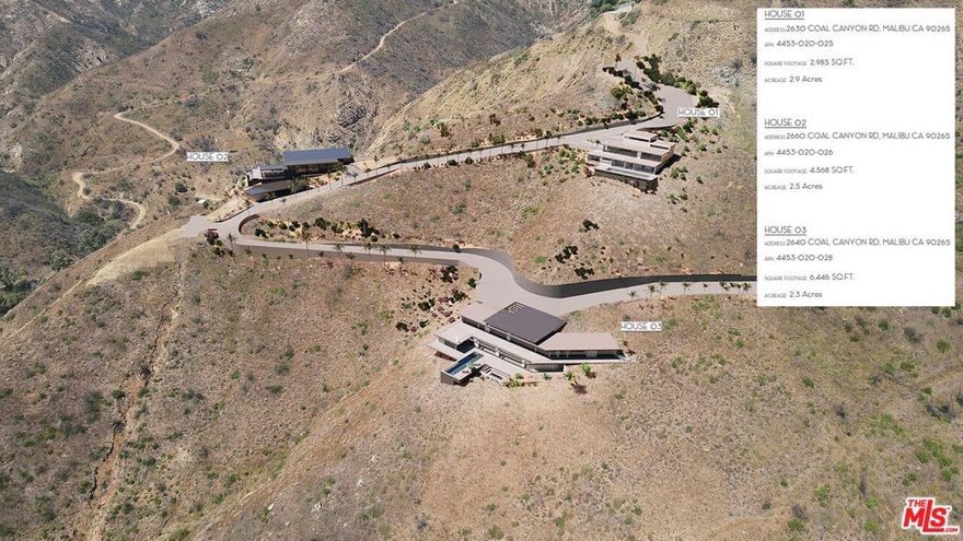 Perched above the Pacific at the end of a quiet street, this extraordinary land offering in Malibu presents a rare opportunity to own BIG OCEAN VIEWS across approximately 7.7 acres. This listing includes all three parcels sold together as a package: 2630 Coal Canyon (2.9 acres), 2660 Coal Canyon (2.5 acres), and 2640 Coal Canyon (2.3 acres). With panoramic vistas of the ocean, coastline, and rolling hills, this is a blank canvas in one of Southern California's most iconic coastal settings. Whether you're dreaming of a private estate compound or envisioning the development of multiple homes, this property gives you full creative control. Nestled at the end of the street, these lots offer both privacy and potential, with views that stretch endlessly over the Pacific Ocean. Build the retreat of your dreams, design a boutique enclave, or hold as a legacy investment in one of Malibu's most desirable canyons. Few opportunities like this remain. Seize the chance to shape your own coastal masterpiece.  GPS Locater is 34.0511583 - 118.6539635