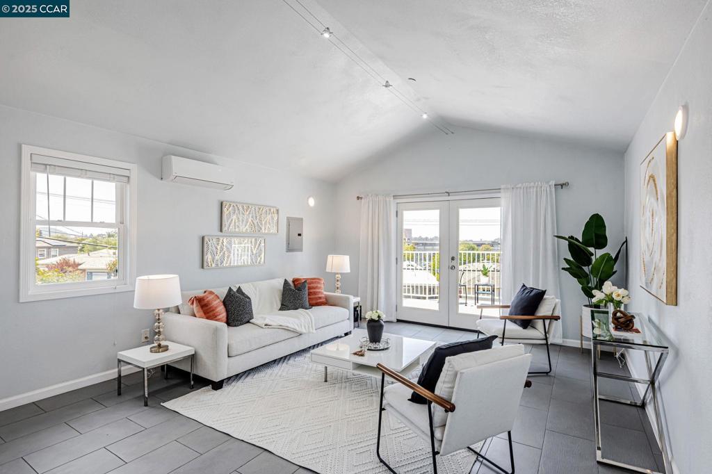 TRANSPARENT PRICE! Built in 2017, this modern home provides a great house-hack. Split into 3 units, each with separate entrances: 1) upstairs 3 br/3ba unit featuring a spacious eat-in kitchen and private deck with a view; 2) 1br/1ba unit offering large living area with connectivity to the 3br unit through a laundry room; and 3) studio including a kitchenette and full bath. Bathed in natural light through large dual-pane windows, enjoy year-round comfort with mini-split heating/cooling in every bedroom and living space, while an owned solar array and energy-efficient construction keep utility costs low. Tandem two-car garage,more off-street parking, and an on-site shared laundry room adds convenience. Live in the top unit with a view, rent the other 2 for an estimated $3500. 3 - minute walk from BART for effortless commuting, a 2-min drive to I-80, and a 5-min stroll to grocery stores, cafés, and essential services, this property blends sustainable features with unparalleled transit and neighborhood convenience. Whether you choose to live in one unit and rent out the others, hold all three as an investment, or occupy multiple units yourself, this home delivers versatile living, low carrying costs, and long-term equity upside. Lender paid incentives avail. toward lending/title fees