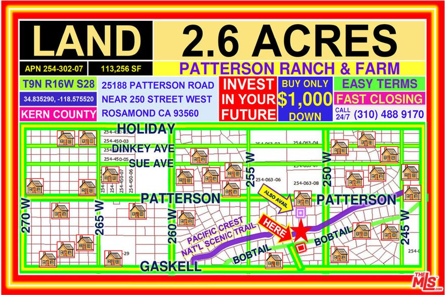 $1,000 DOWN ONLY. EASY TERMS / FAST CLOSING. EXTREMELY EASY. Seller can Adjust the Terms to Suit the Buyer. Great Investment Opportunity. 2.6 ACRES. Make Your Dreams Come True. Plenty of Space. Super Privacy. Patterson Ranch & Farm. [2] Address based on Public Data [3] Interested Parties to Verify Everything Independently [4] Brokers Welcome [5] Visit Anytime. [6] Contact Us Anytime. [7] Comprar Ahora. Terminos Faciles / Cierre Rapido Hacemos Esto Extremadamente Facil. Rancho Y Granja Patterson.