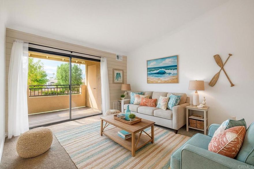 Step into this light, bright unit featuring vaulted ceilings, a private balcony, and an easy, open floorplan that lives larger than its footprint. The unit has been freshly painted and includes a new AC system, new electrical panel, updated bathroom, and all appliances—including washer and dryer—convey, making this a truly turnkey opportunity.  Enjoy the convenience of a private laundry room, generous primary walk in closet, 2 dedicated parking spaces, and a prime location just minutes to the I-10, top-rated restaurants, retail shops, PGA West and Indian Wells Tennis Garden. The community offers an array of resort-style amenities including multiple pools and spas, tennis courts, a small fitness center, and a meeting room. HOA fees cover water, trash, exterior building maintenance (HOA scheduled to repaint the exteriors soon), and roof maintenance for worry-free living. Whether you’re looking for a full-time residence, vacation getaway, or investment property, this well-appointed unit is a must-see.