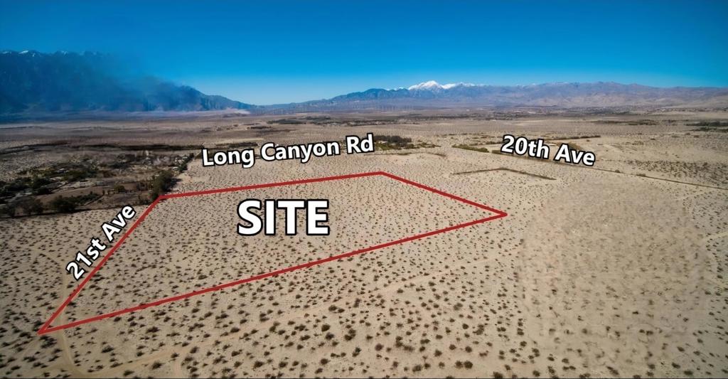 The property is located in the Desert Hot Springs area, in the unincorporated community of Sky Valley. It is in close proximity to Desert Crest Country Club. This area is known for its famous mineral spring water that makes the region a favorite wintering spot. Many mobile home and RV parks are located in the area. Great views of the mountains and city lights. Property has a great location with Long Canyon Road frontage. Seller financing available.