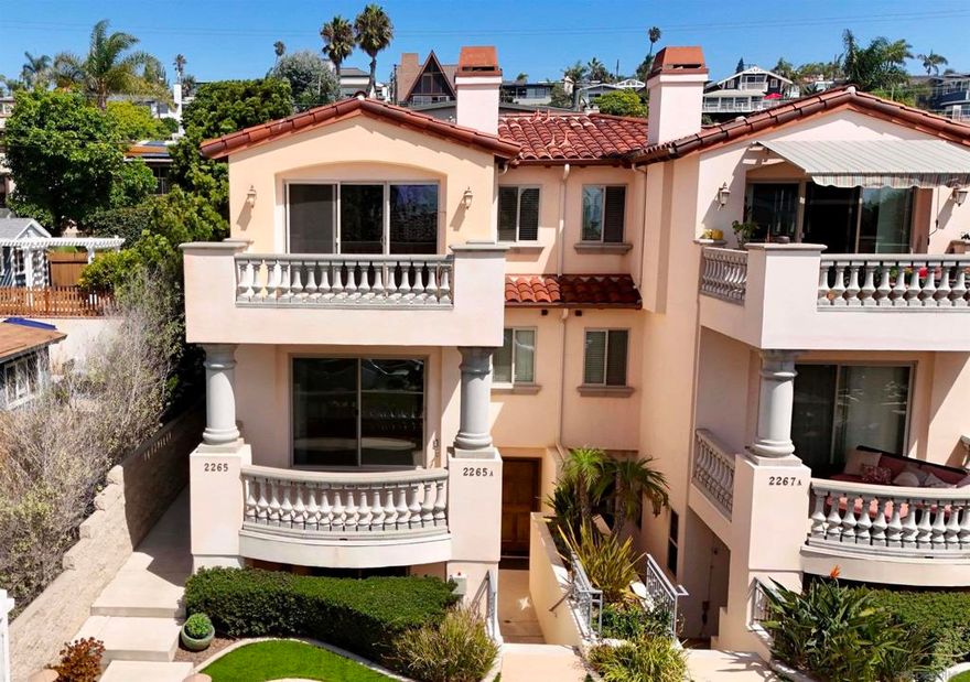 Unique Opportunity to enjoy ocean views and coastal breezes from this 3 bedroom, 3 bath twin home with 1 bedroom companion unit located in popular  Cardiff by the Sea. Each unit features hardwood floors in living room, granite counters in kitchen and bath, nicely sized laundry room in the upper unit and full size system in the garage for the 1 bedroom. 1 bedroom also has A/C.  Each unit has a 1 car garage and 1 additional parking space.  West of I-5 location is just a easy walk to local restaurants, Cardiff Town Center, Seaside Market, great surfing at Cardiff Reef or hiking trails along the San Elijo Lagoon.