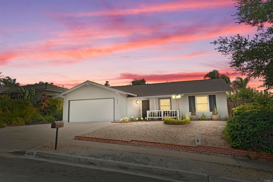 Step into the future of sustainable living in this beautifully updated Escondido home, where modern comfort meets energy conscious design. A newly installed, fully paid solar panel system leads the way in efficiency, helping you reduce monthly costs while embracing an eco-friendly lifestyle.  The home’s fresh exterior paint sets the stage for the thoughtful upgrades inside. You'll find new flooring throughout, elegant window treatments, and upgraded lighting and ceiling fans that create a calm, stylish ambiance. Granite countertops add timeless function and flair to the kitchen, while the 2021 AC and furnace, new garage insulation, and a newer roof (2019) ensure comfort and peace of mind year round.  Outside, this residence offers not only curb appeal but also location appeal tucked into a vibrant, highly convenient pocket of Escondido. Just minutes away are top rated grocery options like Trader Joe’s, Sprouts, Vons, ALDI, and local gems like Vallarta and Major Market. Families will love the nearby Kit Carson Park, a local favorite with sports fields, playgrounds, and walking trails. For a bit of nature, Dixon Lake offers fishing, boating, and panoramic views, while nearby El Norte and Rod McLeod Parks add even more green space to your daily routine. Retail and entertainment are never far with North County Mall and the charming downtown Farmers Market just a short drive away.  With a perfect blend of comfort, sustainability, and community, this home is a rare opportunity to enjoy modern living in one of Escondido’s most connected neighborhoods.