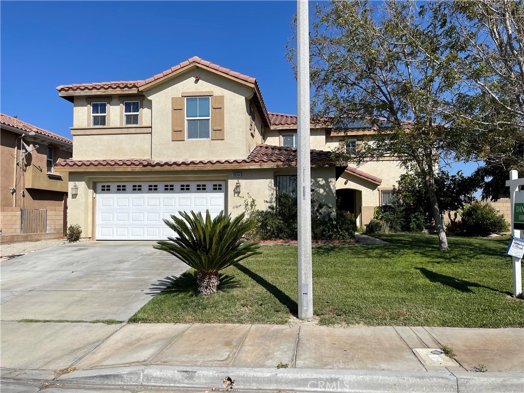 COME SEE THIS SPACIOUS 4-BEDROOM, 2.5 BATHROOM HOME WITH A LARGE BONUS ROOM IN A QUIET DESIRABLE PALMDALE, CA NEIGHBORHOOD. THIS BEAUFIFULLY MAINTAINED TWO-STORY HOME OFFERS 2,360 SQ. FT. OF COMFORTABLE LIVING SPACE ON A 7,343.17 SQ.FT. LOT. THE HOME BOAST FULLY PAID SOLAR PANELS FOR ADDED ENERGY EFFICIENCY WITH AN ATTACHED THREE-CAR GARAGE WITH AMPLE STORAGE AND PARKING. UPON ENTERING THE HOME, THE FIRST FLOOR FEATURES AN AMPLE FOYER AREA, A FORMAL DINING AREA AND FAMILY ROOM WITH A WARM FIREPLACE THAT OPENS INTO THE KITCHEN AND INFORMAL DINING AREA WITH A CUSTOM DINING TABLE. FIRST FLOOR ALSO FEATURES INDOOR LAUNDRY ROOM AND HALF BATH. THE KITCHEN FEATURES AN CUSTOM ISLAND DINNER TABLE WITH DINING SEATS, PLENTY OF CABINETRY AND COUNTER SPACE. UPSTAIRS, OFFERS 4 BEDROOMS PLUS A VERSATILE BONUS ROOM THAT CAN SERVE AS A FIFTH BEDROOM, HOME OFFICE OR PLAYROOM WITH A SPACIOUS LOFT AND LINEN CLOSET. THE PRIMARY MASTER SUITE HAS PRIVATE WATER CLOSET, SPACIOUS WALK-IN CLOSET, WITH SHOWER AND TUB. THE ENTIRE HOME IS EQUIPPED WITH CENTRAL HEATING AND AIR AND AS YOU STEP OUTSIDE THROUGH FRENCH DOORS THERE IS A SPACIOUS BACKYARD WITH A PATIO AREA, LAWN AREA AND BARBECUE AREA IDEAL FOR FAMILY GATHERINGS. THERE ALSO IS A PRIVATE SIDE YARD DRIVEWAY ENTRANCE AND THIS HOME IS CONVENIENTLY LOCATED TO NEARBY SHOPPING CENTERS, FREEWAYS AND SCHOOLS. DON'T MISS THIS AMAZING OPPORTUNITY AND VISIT OUR HOME DURING OUR WEEKEND OPENHOUSES.