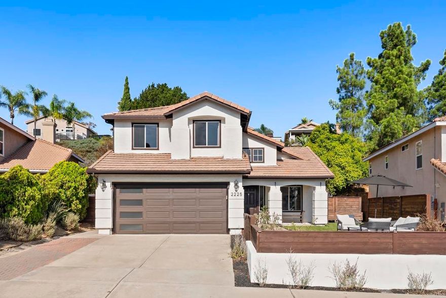 Welcome to this beautifully maintained Vista home on the Carlsbad border, just minutes from Bressi Ranch shopping, local cafés, restaurants, parks, scenic trails, and the coast. With over 1,900 sq. ft. of living space, this 3-bedroom, 2.5 bath home sits on one of the neighborhood’s largest lots. Valuable improvements include OWNED SOLAR on NEM 2.0, a replaced roof underlayment (2020), updated HVAC (2020), and NEW carpet installed Oct. 2025. The refreshed front yard with updated perimeter fencing adds privacy and curb appeal. Enjoy true indoor/outdoor San Diego living with a welcoming front patio and a beautiful  backyard both with low maintenance artificial turf. Inside, both upstairs bathrooms have been stylishly renovated with marble and ceramic tile, frameless glass enclosures, and raindrop shower heads. A dual-function wood-burning and gas fireplace enhances the cozy ambiance, while custom blackout blinds and a newer garage door with optimized storage add everyday convenience. With no HOA or Mello-Roos fees, this move-in-ready home offers comfort, upgrades, and a fantastic location!