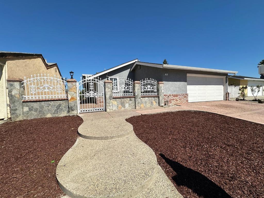 Bright and spacious home with newer composition roof, stucco exterior, vaulted ceilings, and a cute court yard. The whole interior has just been freshly painted. All the pop-corn ceilings had been removed and re-textured. Kitchen has brand-new gas stove and oven, faucet and garbage disposer. Many other upgrades include double-paned windows and sliding doors, recessed lights, some brand-new light fixtures, tile floors, new interior doors and closet doors. Quiet, family-friendly cul-de-sac that's convenient distances to freeways, schools, churches and shops.
