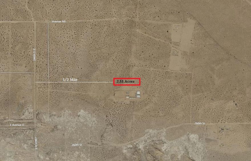 Taking Backup Offers!!  2.55 acre parcel in Hi Vista area next to the Carl O'Grady Wildlife Sanctuary. The adjoining lot to the south is also for sale! Buy them both for side by side for a total of 5.10 acres on what will be 250th Street East between N-12 & N-14.  Parcels 3338-021-009 & 3338-021-016.