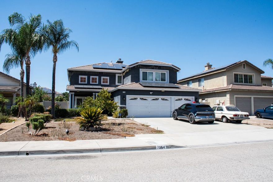 This East Highland CUL DE SAC property is situated close to amenities and features a formal living/dining room with elegant high ceilings, a separate family room with a fire place and access to the backyard, and a remodeled kitchen with breakfast nook. For multi generational living there is a DOWNSTAIRS PRIMARY BEDROOM with its own bathroom, as well as a 1/2 bath for guests. Upstairs you'll find and additional, spacious primary bedroom with an en suite bathroom as well as a retreat that is perfect for office, nursery, library, or gym space. 3 additional bedrooms and another bathroom round out the upstairs and make the home ideal for just about anyone. The backyard features vinyl fencing, ample space for your imagination to take flight, and a covered patio that is perfect for entertaining.  OWNED SOLAR and a front porch with a view of the hills (morning coffee spot?) make this the home you'll want to put on the top of your list to see ASAP!!