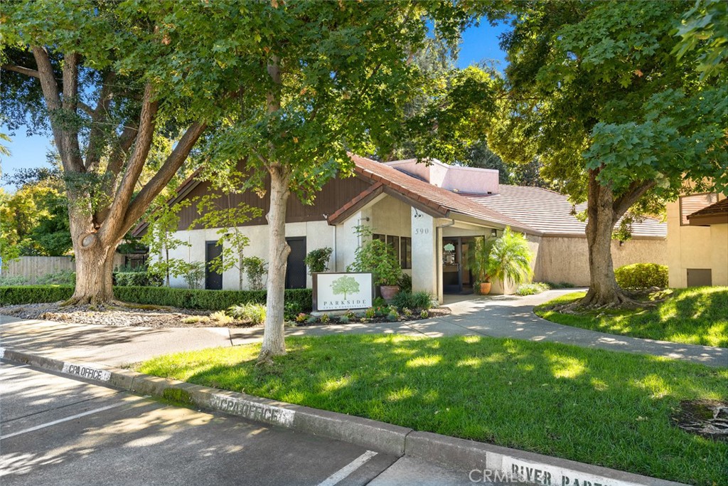 Enjoy where you work! One of the best located office properties in Chico. With Bidwell Park and all Commercial Services just steps from your door, you can have the best of both worlds. This is a beautiful 4,611 square foot office building in a great setting and with well appointed and stylish architecture. Features include a professional reception and large administrative area, 11 mid size and executive offices, large bullpen or cubicle office, conference room, mail/operations room, storage space, break room and two bathrooms. There is plenty of parking and best of all, you are next to the post office and the Safeway Park Plaza Shopping Center for extraordinary convenience.