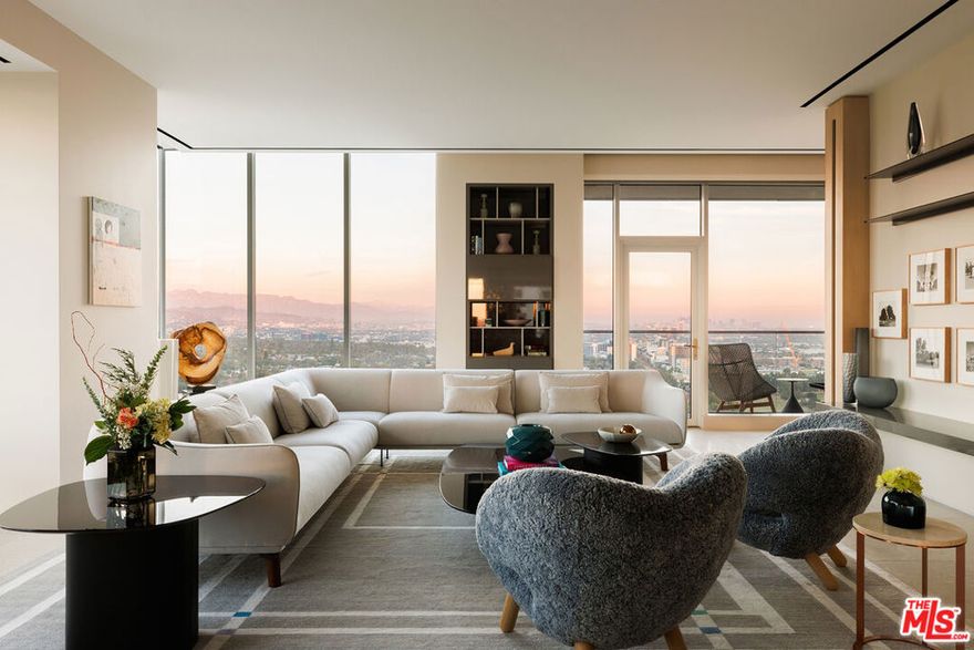 Welcome to this recently completed, never-before-seen, new-to-market penthouse at the ultra-exclusive Beverly West residential tower, positioned at the edge of the Los Angeles Country Club and offering sweeping unobstructed views of the hills, ocean, mountains, and city. From this fresh address in the sky, marvel at every iconic landmark that has made LA a global metropolis and worldwide destination. Spanning the entire twentieth floor with a 360-degree field of vision, the impressive space was expertly conceived by critically acclaimed interior designer Lisa Garriss of Plum Design West, resulting in a final product unlike any other the region over. Encased by floor-to-ceiling walls of glass, this sprawling 8,215-square-foot residence promises an existence at the pinnacle of sophistication and refinement. Bar, dining, and great room are laid out with entertaining top of mind, separated from the chef's kitchen to segregate party guests from the diligent culinary masters curating fine cuisine within. The east- and south-facing primary suite has an exquisite resort-inspired bathroom with dry sauna, balcony, massive wardrobe, and studio which can serve as an office, library, media room, or anything imaginable. A nearby junior primary and other bedrooms all benefit from this viewpoint in the sky, each light-filled and appointed with the choicest materials and finishes. This exclusive high rise provides numerous amenities such as direct-to-unit passenger and service elevators, pool and spa with outdoor-theatre-style projector, boardroom, large Technogym, house car, concierge, valet, and 24-hour security. Strategically sited, Beverly West is LA's best-kept secret. Experience a uniquely uber-luxe lifestyle at this rare, unmissable discovery curated for the privileged few!