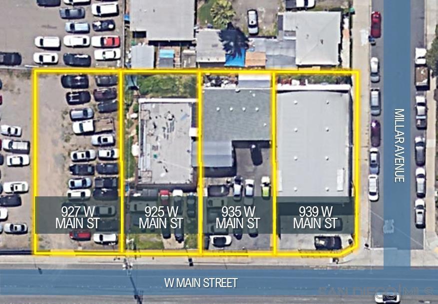The portfolio from the corner of Millar and W. Main Street to just the middle of the block is finally offered for sale for $4,900,000, providing an opportunity to redevelop for the newest mixed-use project in El Cajon. From the City to Seller: "We’re thrilled to announce a major revitalization of downtown El Cajon! The Downtown El Cajon Business Partners have teamed up with New City America – a nationally recognized urban revitalization firm – to re-energize our city’s historic heart. Leading the charge is Marco Li Mandri, the visionary best known for transforming San Diego’s Little Italy into a vibrant destination as well as the Third Avenue Village in Chula Vista. With over 30 years of experience revitalizing communities." The City is inviting Developers to come and bring their MIXED-USE solutions to an area that deeply needs regeneration and life. This is the perfect block to start on. Seller has these four parcels starting with the vacant warehouse on the west corner of Millar Ave and W. Main St, a main thoroughfare into the City from both La Mesa and Santee. A portfolio sale would allow a developer acquire almost an entire block or about 21,000 SF +/-. This area desperately needs a shopping center with grocer, restaurants, small retail and office. The AB 2011 and SB6 allows a developer to expand his project and fulfill the needs of the city with the inclusion of residential or density units. The very low parking requirement sitting in the transit district should allow a developer to maximize their FAR for income producing suites and units. PROPERTY FEATURES - Investment Type: 4-Parcel Sale for Mixed-Use Development - Lot Size: Approx. 21,000 SF - APN: 487-282-27-00, 487-282-28-00, 487-282-29-00, 487-282-31-00 - Zoning: Commercial with Mixed Use Overlay - Sale Price: $4,900,000 PROPERTY HIGHLIGHTS - Location on W Main Street Just Off HWY 8 Ramps - Located in the El Cajon Transit District Specific Plan - City of El Cajon Anxious to Work with Developer to Revamp Industrial Area - Direct Buyers to AB 2011 and SB 6 for Increased Residential Density and Mixed-Use - Located in the El Cajon Transit District Specific Plan, Blocks from Trolley Hub and Bus Line - 173,780 Cars Per Day on Interstate 8 (0.4 Mile Away) with Off Ramps Feeding into this Street at Signal - Chance to Acquire 4 Parcels on W. Main Street first time in more than 40 years 927 W Main Street, El Cajon, CA 92020 Address 925 W Main Street, El Cajon, CA 92020 Address 935 W Main Street, El Cajon, CA 92020 Address 939 W Main Street, El Cajon, CA 92020 Property Type Vacant Land Size Approx. 5,582 SF Lot Property Type LIVE/WORK Office/Retail Size Approx. 1,650 SF on 5,198 SF Lot Property Type Mechanics Shop Size Approx. 1,288 SF on 5,157 SF Lot Property Type Industrial Warehouse Size Approx. 3,800 SF on 5,219 SF Lot This area is primed for redevelopment as part of the “Green Street Gateway” and “Commercial Village.” The parcel is easily accessible and within 2 short blocks of HWY 8 onramps, the major signal at Marshall and Main Street, around the corner from El Cajon's transit hub and Trolley stop known as the El Cajon Transit Center, and in blocks of several major car dealerships including Mossy Nisan, Mercedes and Toyota of El Cajon. The City is looking for revitalization to serve the neighborhoods and the many employees within the immediate area on a daily basis. "The area immediately surrounding the transit station is an aging industrial and heavy commercial area which interfaces with residential neighborhoods comprised of single and multi-family residences. The Planning Area contains a diverse mix of uses but lacks the appropriate infrastructure, public amenities, and commercial services to function as a complete neighborhood that promotes alternative mode of transportation and that is a desirable and attractive place to live, walk, bike, work or shop." Pg. 14. p 2.3 El CAJON TRANSIT DISTRICT SPECIFIC ...