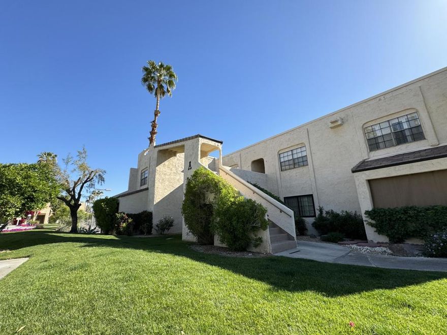 5300 E Waverly Drive unit A4, Palm Springs, CA 92264Welcome to Palm Springs Golf & Tennis Club, a well-maintained mid-century community in South Palm Springs. This 1-bedroom, 1-bath 5300 E Waverly Drive, Unit A4, Palm Springs, CA 92264Discover Palm Springs Golf & Tennis Club, a well-kept mid-century community in South Palm Springs. This upstairs 1-bedroom, 1-bath condo features a clean, modern interior, mountain views, and access to resort-style amenities.Property Highlights:Open-plan living and dining space Renovated kitchen with contemporary appliances Generous bedroom with a large closetPrivate balcony offering  pool viewsIn-unit laundry closetVinyl plank flooring throughoutCentral heating and air conditioningCommunity Features: Three heated pools and four spas Four tennis courts plus pickleballClubhouse and BBQ areas Beautiful landscaping and well-maintained groundsGuest parking and on-site managementAdditional Details:Built in 1978 | About 705 sq ft HOA covers water, trash, cable, and internetFee simple land ownershipClose to Tahquitz Creek Golf Course, Trader Joe's, Target, and downtown Palm SpringsIdeal for full-time living, a seasonal retreat, or investment, this condo combines a prime location, a desirable lifestyle, and excellent value.The upstairs condo features a clean and updated interior, offering mountain views and access to resort-style amenities.Property Features:Open-concept living and dining areaUpdated kitchen with modern appliancesSpacious bedroom with ample closet spacePrivate balcony with scenic viewsIn-unit laundry closetVinyl plank flooring throughoutCentral heating and coolingCommunity Amenities:3 heated pools and 4 spas4 tennis courts with pickleballClubhouse and BBQ areasLush landscaping and maintained groundsGuest parking and on-site managementAdditional Highlights:Built in 1978 | Approx. 705 sq ftHOA: includes water, trash, cable, internetFee simple land - you own the landClose to Tahquitz Creek Golf Course, Trader Joe's, Target, and downtown Palm SpringsWhether you're looking for a full-time residence, seasonal getaway, or investment opportunity, this condo offers the perfect blend of location, lifestyle, and value.
