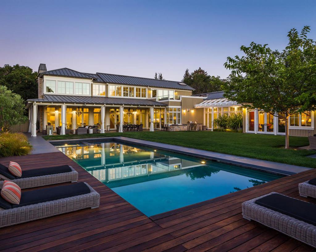 One of a kind custom farmhouse designed by the same architects that did the Carneros Inn, with incredible views overlooking the SF Bay Area. Great natural light, high ceilings and radiant heat throughout this open floor plan built for relaxing or entertaining. Walls of glass that open to a covered outdoor living room, expansive chefs kitchen and family room combo, custom built ins and concrete countertops, gym or 4th BR, plus a separate media/game room are just some of the homes many features. Step outside to an private outdoor oasis designed by the landscape architects from Solage in Yountville, outdoor BBQ, two gas fireplaces, Ipe pool deck, expansive lawn and a pool/spa combo. This home was lovingly and thoughtfully designed with nothing to spare and maintained like new.