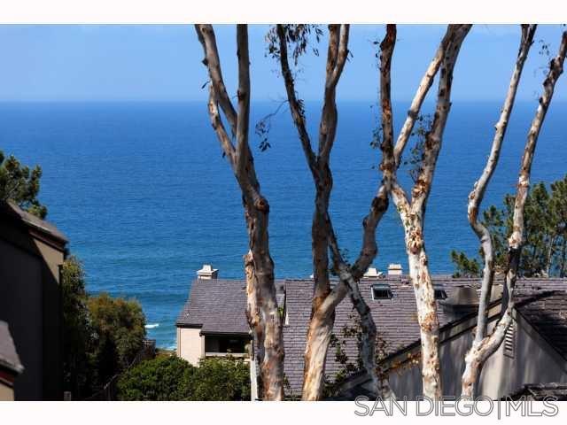 MINIMUM 6 MONTH LEASE - Upgraded, FULLY FURNISHED, Del Mar Woods condo open floor plan separate kitchen, dining and living room areas. Enjoy ocean views from oversized patio. Stainless appliances, granite counters, custom cabinetry, laminate flooring and upscale furnishings. Master suite features balcony, bathroom with dual closets, dual sinks & a designer tile shower. Guest room features twin trundle beds and flat screen TV. Complex amenities include cliff side pathway to the Village or beach, tennis courts/pickleball, under ground parking and add'l outside parking space.