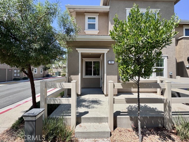 Welcome home! Beautiful 2021 built Murrieta condo with Solar offering 3 bedrooms, plus a loft, 2.5 bathrooms and an attached 2 car garage. This corner unit features a large front patio, 1,508 square feet of living space and has an open concept. Enjoy the beautifully upgraded kitchen with stainless steel appliances, tons of cabinet space, a large island and is open to Living Room and Dining Area. All bedrooms are located on the second level. The upstairs Loft can be molded to fit any desire you may have. Spacious Master Bedroom with 2 walk in closets, dual vanity sinks, and a large shower. There are two additional bedrooms with half bathroom upstairs, the bathroom features a tub/shower combo. In addition, the laundry is also located on the second level for added convenience and features stacked washer and dryer. This must see condo is nestled in the Meadowlark Pointe Community and is located near the brand-new Costco shopping center, schools, parks, 215 freeway and more!