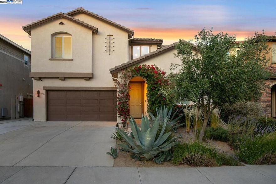 Discover your dream home! This stunning 8 year-old property is a masterpiece of style and functionality, meticulously maintained to perfection. As you step inside, you'll be enchanted by the decorative touches, upgraded lighting, elegant wainscoting, and beautiful window treatments. The thoughtfully designed floor plan offers the perfect blend of form and function. Downstairs, you'll find a spacious layout featuring a full bathroom and bedroom, ideal for guests or a home office. The kitchen-family room combo is perfect for entertaining, with a large island, stainless steel appliances, gas range, built-in microwave and oven, and ample storage. Upstairs, you'll find three additional bedrooms, two bathrooms , laundry room and loft. The primary suite boasts an upgraded large walk-in shower, double vanity, and drying area, making it the perfect sanctuary.  The front yard features low-maintenance modern landscaping, adding to the property's curb appeal. Located in the vibrant Emerson Ranch eighborhood, this home offers the best of both worlds - a peaceful retreat and access to amazing amenities, including a pond and sports field. The backyard oasis is a serene retreat, complete with a large concrete patio, planter boxes, and tasteful landscaping.