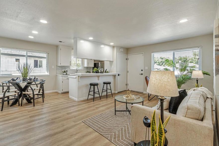 Move-in Ready Condo in Cambrian with Pioneer High School Access located in the desirable highly rated Pioneer High School boundary, this updated upstairs condo offers comfort and convenience. Enjoy a peaceful outlook toward the community pool and a welcoming single level floor plan featuring 2 bedrooms and 1 bathroom, 798 sq ft of living space. This comes with an updated kitchen, central heat/ac, large fridge, extra storage downstairs. Thoughtful updates make this home truly turnkey. Updates include: ALL NEW attic insulation, fresh interior paint, Samsung dishwasher, updated LED lighting, new switches, plugs, NEST Wi-Fi thermostat control, all new door hardware, larger bathroom cabinet/sink/faucet/lighting/mirror enhancement. Enjoy each bedroom update creating a cozy sanctuary with warm central lights, fresh blinds, and brand-new plush carpeting. This community is pet-friendly and perfectly situated near Lunardi's Market, Petco, Costco, and easy access to Freeway 85. With thoughtful updates, smart technology, and a convenient location, this condo is ready to welcome its next owner.