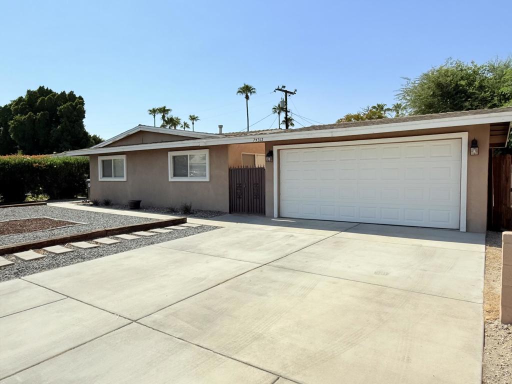 Welcome to a beautifully maintained 3 bed, 2 bath home nestled in one of Palm Desert's most desirable neighborhoods. Tucked behind a private gate, this charming residence offers a rare combination of comfort, privacy, and convenience. Step inside to find a spacious layout filled with natural light and thoughtful upgrades throughout. The kitchen boasts stunning granite countertops and newer stainless steel appliances, perfect for both everyday living and entertaining. The large primary bedroom features an ensuite bathroom with a walk-in shower, creating a perfect retreat at the end of the day. Enjoy modern comforts with newer dual-pane windows, a recently upgraded air conditioning unit, and a newer water heater--ensuring energy efficiency and year- round comfort. The indoor washer and dryer add everyday convenience, while the attached two-car garage offers ample storage and secure parking. One of the standout features of this home is its expansive backyard--ideal for relaxing, gardening, or hosting outdoor gatherings. Just steps away, a secluded community pool provides a refreshing escape with low HOA fees. Whether you're seeking a full-time residence, seasonal getaway, or investment opportunity, this property checks all the boxes. With its prime location, generous upgrades, and unbeatable neighborhood charm, this home is a must-see! Don't miss your chance to own this incredible Palm Desert gem. Schedule your private tour today!