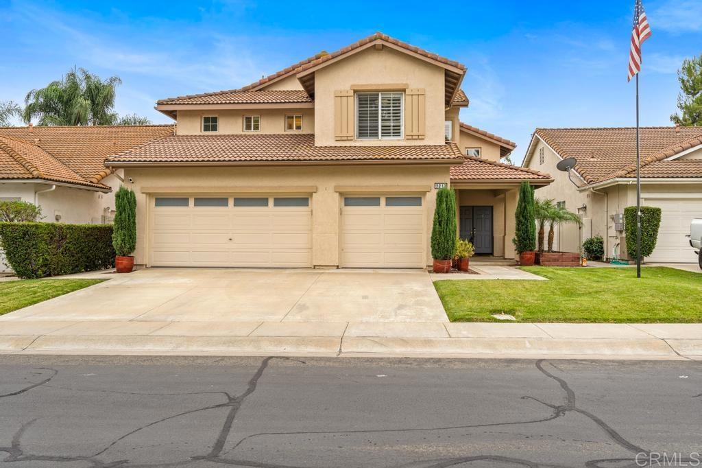 Executive style home located in the golf course community of Rancho San Pasqual. This home features tall ceilings and defined living spaces. When you open the door you will notice the spaciousness of the grand room combining the entry, dining, and living rooms complimented by a statement staircase open to the upstairs loft area. The kitchen is open to a secondary living room or bonus area complete with its own fireplace and a walk in pantry. The backyard has a large covered patio with lighting, fan, and shades to enjoy the outdoors from a place of comfort. You will find a bedroom on the first floor with a full bath. This can be used as a bedroom, office, or whatever fits your lifestyle. The sizable primary bedroom comes with an ensuite bathroom, walk in closet, and separate toilet room. This quiet community is centered around the golf course and recreation. Community pool/spa, BBQ, picnic area, playground, and clubhouse just to name a few. Come see this wonderful home for yourself today!