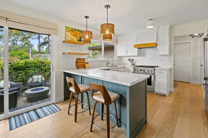 This meticulously renovated stand-alone condo offers sophisticated, turnkey living in an unbeatable Pacific Grove location--just moments from beloved shops, acclaimed restaurants, picturesque trails, and the breathtaking coastline. Step inside to discover wide-plank engineered hardwood flooring and refinished, contemporary walls. The completely remodeled kitchen is a standout, featuring brand-new cabinetry, countertops, and appliances. The living room is a welcoming retreat with soaring vaulted ceilings, abundant natural light, and an upgraded gas fireplace that creates a warm and inviting atmosphere. Both bathrooms have also been fully remodeled with elegant tile work, updated vanities, and premium fixtures. Additional upgrades throughout the home include all-new lighting fixtures, stylish new window coverings, and updated floor vents. Outside, two private patios provide the perfect setting for al fresco dining and entertaining guests. Set within a desirable, exceptionally located community, this home stands out for its quality, comfort, and style. This is an unmissable opportunity to enjoy the best of Pacific Grove in a home that feels brand new.