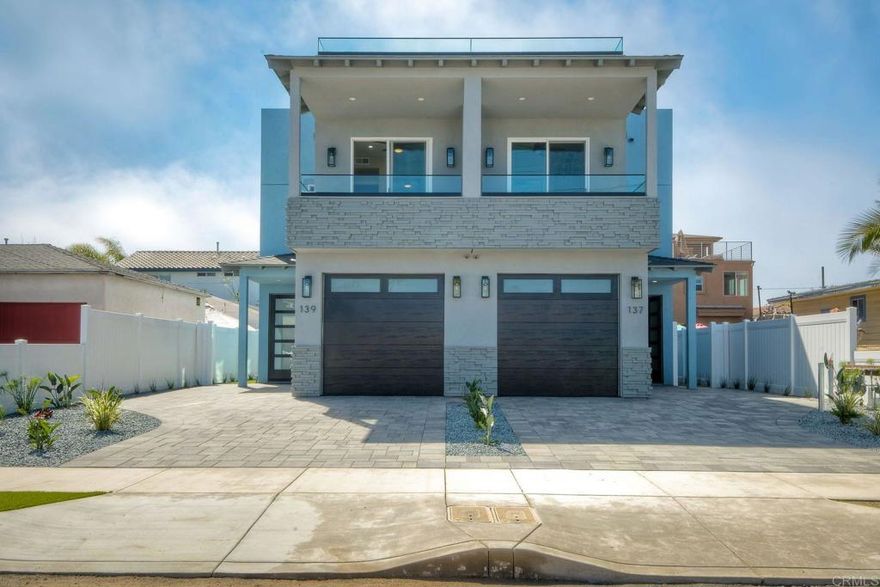 Gorgeous NEW construction in 2023 fully furnished 3 brm 3.5 bath Amazing HUGE Island, Quartz Counters, high-end custom cabinets, glass back splash & Black Stainless Steel Appliances. Private fully fenced landscaped back yard, XL master suite walk-in closet. Central AC/Heat Washer/Dryer in-unit Rooftop deck w/ breathtaking views of the pier, downtown & Coronado Bridge. Enjoy all IB has to offer, The Brigantine, Pier South Marriott w/ Restaurant Sammy's on the sand, Coronado Brewing Co, Bikeway Village, Mike Hess Brewery & Pizza Port. Long term unfurnished or partially furnished option is also available at a discounted rate. Tenant is responsible for all utilities. Home has solar panels.