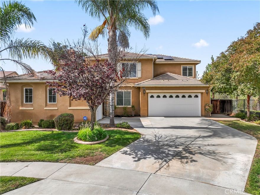 This property is in a great location with no neighbors to the left only a walking trial and preserve. As you walk in you will notice the slate flooring through out and a bedroom to your left and a full bathroom. To your right is the formal dinning room that is connected to the butlers pantry that leads you into the kitchen, you will appreciate the large granite island and all the counter space and nice cabinetry. The kitchen is open to the large family room with fire place, prefect for family gatherings or entertaining as you enjoy the large well taken care of back yard. A privet laundry room with its own deep sink is off the kitchen that leads to the 2 car garage with custom cabinetry on both sides. The other 1 car garage has its own separate remote. As you walk up stairs you will appreciate the large loft, The master suite is a true sanctuary, The oversized walk-in closet is a dream come true, providing ample storage space, while the luxurious master bath features a giant soaking tub perfect for unwinding after a long day. There are 2 more bedrooms and a full bath on the other end of the loft. This exquisite home offers the perfect blend of tranquility and convenience. You'll enjoy the best of both worlds—peaceful, private living with easy access to entertainment, dining, shopping and more. Solar panels on the roof offer energy efficiency and sustainability, helping keep energy bills low. The luscious and private backyard is an ideal space for outdoor entertaining or simply enjoying a quiet evening under the stars. Whether you're hosting a summer BBQ or savoring a glass of wine from one of the nearby wineries, this home provides the perfect backdrop for making memories. Don't let this opportunity pass you by! Schedule a tour today and make this your forever home.