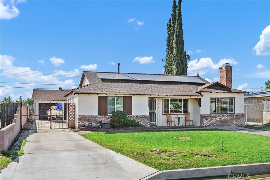 Welcome to 1151 E 33rd Street, San Bernardino. Situated in the desirable North part of San Bernardino this cute home offers 3 ample bedrooms plus 2 full bathrooms. There is a large brick fireplace in the family room for those cold nights. Sellers have done a lot of recent upgrades to the home, they are fresh paint inside and out, tile flooring in both bathrooms, new carpet, new laminate flooring in kitchen and family room, new electrical switches and outlets, some new light fixtures, glazed shower and kitchen counters, new wall heater, all new interior doors and more. The home also features dual pane windows, 4 year old roof and a large back yard with a detached 2-car garage. There is also plenty of space for kids to play, pets or you can add an ADU. The solar panels were installed less than a year ago and they include a back up battery, they are on a 25 year lease which the buyers will need to assume. There is a long driveway for all your cars, toys or RV. Just a short drive from Yaamava Casino & Resort, Lake Arrowhead, Big Bear, Cal State San Bernardino and much more. Don't miss out on this nice home, come see it before it is too late.