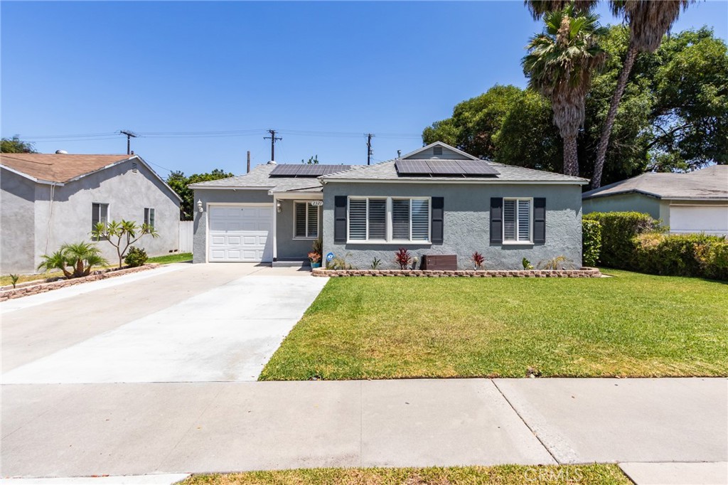 Beautifully Updated Fullerton Home with Solar!
Welcome to this charming and well-maintained 2-bedroom, 1-bath home located in a desirable Fullerton neighborhood. Inside, you'll find a beautifully remodeled kitchen with modern countertops and cabinetry. The home also features updated flooring throughout, along with recessed lighting in both the kitchen and living room, creating a bright and inviting atmosphere.
Both bedrooms are spacious and comfortable, new shutters have been installed throughout the home adding style and privacy, and energy efficiency. One of the standout features is the addition of solar panels, offering long-term savings and sustainable energy use. Additional upgrades include a whole-home water filtration system, delivering clean, filtered water from every tap.
Step outside to a generous Alumiwood-covered patio complete with recessed lighting and an outdoor ceiling fan—ideal for relaxing or hosting gatherings. The large backyard provides endless possibilities for gardening, play, or future expansion.
Additional features include a 1-car garage with washer/dryer hookups. This move-in ready home blends comfort, functionality, and energy efficiency—don’t miss this great opportunity in the heart of Fullerton!