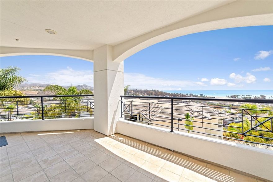 Don’t miss this beautifully upgraded 2-bedroom, 2-bathroom end-unit condominium located within the 62+ Sea Bluffs, Ivy Signature Community, showcasing sweeping ocean views of Dana Point. Ideally positioned to maximize privacy and natural light, this coastal retreat offers a rare combination of comfort, style, and breathtaking scenery. Inside, you'll find newly carpeted bedrooms, upgraded luxury vinyl plank (LVP) flooring and granite countertops, creating a modern and low-maintenance living space. The open floor plan flows effortlessly from the kitchen to the spacious living area, which opens onto a covered balcony—perfect for relaxing or entertaining with stunning ocean backdrops. The primary suite is a true retreat, featuring direct balcony access, a large walk-in closet, and a private en suite bathroom with dual sinks. The second bedroom and full bath offer flexibility for guests, a home office, or additional living space. Enjoy ocean breezes, panoramic views, and the best of coastal living just minutes from beaches, Dana Point Harbor, restaurants, and shops. Enjoy the peace of mind and comfort that comes with living in this full-service community, where everything you need is at your fingertips. Residents receive breakfast daily plus 20 additional meals per month, freshly prepared by an exceptional culinary team, weekly housekeeping services, transportation within a 7-mile radius, general maintenance and utilities, making everyday life effortless. This includes maintenance of plumbing, electrical, HVAC and appliances, leaving you more time to enjoy all that this vibrant community has to offer. Take advantage of a wide variety of social programs, classes, and daily activities designed to keep you engaged, active, and connected.  This exceptional condo is more than just a home—it’s an opportunity to enjoy your retirement years in a luxurious, hassle-free environment, surrounded by like-minded neighbors and countless amenities. The community clubhouse contains a beautiful library, multi purpose room, billiards, spa, fitness room, card room and so much more. MANDATORY MONTHLY SERVICE FEE of $7,005 plus HOA of $670, second person fee of $2,100 applies if applicable.