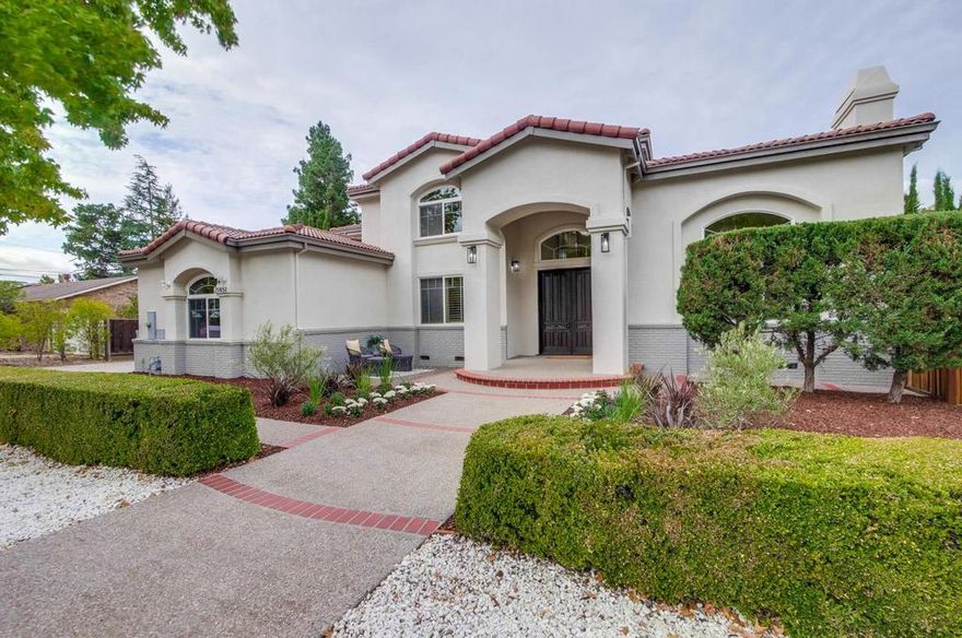 Exceptionally stunning 5 bedrooms (all with en suite bathrooms), home office, 5.5 bathrooms, 3 car garage situated on a sprawling 15,198 sq ft lot in a highly sought-after neighborhood. Close proximity to the academically distinguished Cupertino schools : Monta Vista High, Kennedy Middle and Lincoln Elementary. This high-end residence offers an ideal floor plan perfect for modern daily and multi-generational living. Impressive double front doors open to the grand entry hall with chandelier and marble floor. Spacious living room features soaring high ceilings, fireplace with beautifully crafted mantle and picture windows with plantation shutters. Dining room located adjacent to the kitchen is ideal for social gatherings and entertaining guests. Gourmet kitchen complete with granite counters, walk-in pantry, dining area, center island with sink and breakfast bar. Luxurious primary suite has tub and shower, 2 closets; 1 is a large walk-in and a bonus area. New exterior and interior paint.