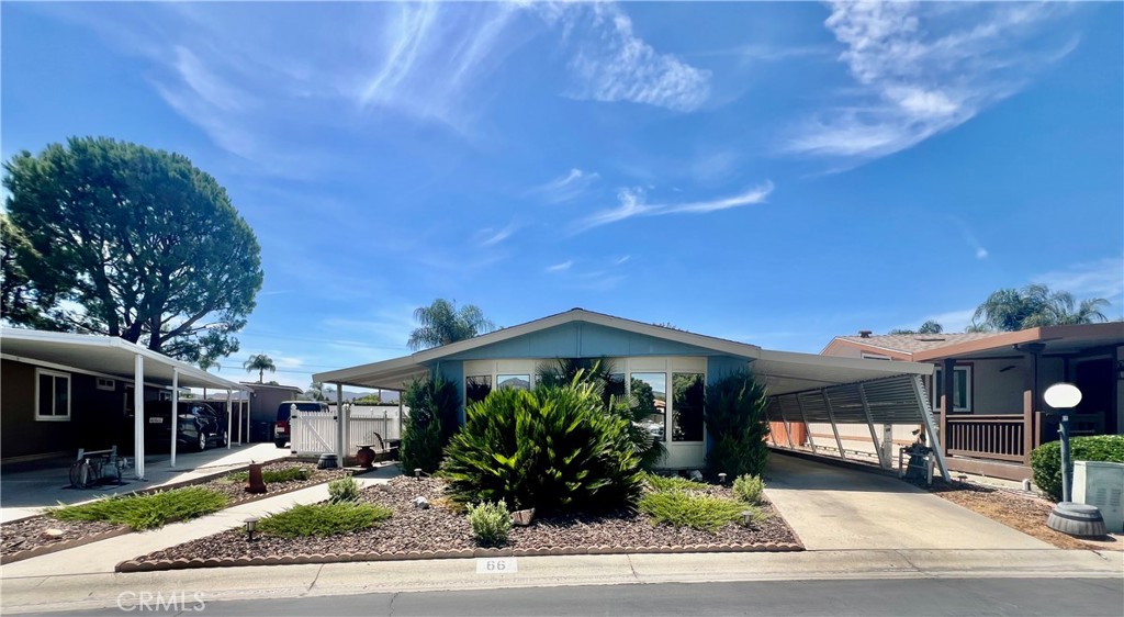 Welcome to the desired Mountain View Estates an age qualified 55+ senior park. TURNKEY INSIDE & OUTSIDE! Beautiful views of the San Jacinto mountains & park like setting located across from the clubhouse. Enter the front door to the large living room & dining room with a built-in lighted hutch and solar tinted front windows. Kitchen has a refrigerator (included) dishwasher, freestanding gas range & oven, open to the family room with a coffee/breakfast bar and sliding glass door off the family room. Large master bedroom with a walk-in closet & ceiling fan. Master bathroom has a vanity sink & shower tub combo. Guest bedroom has a wardrobe closet. Guest bathroom with vanity sink & step in shower stall. Indoor laundry room & direct access to the full-length covered carport. Two large storage sheds improved with shelves for extra storage. Home features many upgrades 2025 AC Serviced, HVAC thermostat, motor & fan replaced, tankless hot water unit & access door, garbage disposal (half horsepower to three-quarter horsepower) 2024 all copper plumbing, drainage correction, upgrades kitchen lighting, exterior carriage lamps, custom doors to access the crawl space with venting, irrigation upgraded on timers. Beautiful rose garden when in bloom. Mountain View Estates features a resort style pool & spa. The clubhouse features several amenities & recreational activities and has lots of social gatherings. Great location close to the clubhouse. Call today for your private showing!