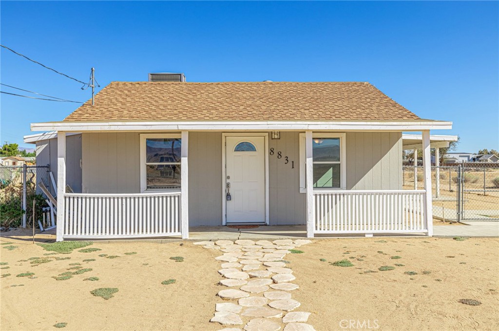 Property description for a single family, single story home on five acres that can be subdivided. Cowboy ready to accommodate large animals. This home has been renovated with new flooring, laminate wood plank look flooring, carpeting. The kitchen's total re-stored new cabinetry, stone backsplash, tile countertops, stainless appliances. Has a laundry room and a mudroom. There are two bedrooms and one bathroom. The bathroom is total renovation with tile backsplash, new flooring new sink cabinet, toilet. Windows have been upgraded in this home. Recessed lighting has a huge great room, with free standing fireplace and overhead lighting. there is a covered patio and the yard is fenced ready for animals. This home is ready to move in.