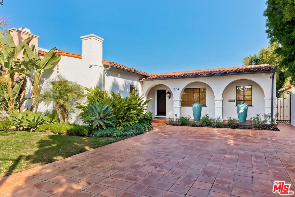 Tasteful and extensive recent contemporary remodel on this immaculate and spacious 1 story Spanish home. Sited with curb appeal on a coveted Southwest Beverly Hills 200 block moments to all and presently featuring a super high Walk Score, the home has a decorator-perfect newer kitchen along with newer bathrooms, flooring, paint, HVAC, etc. Lovely high beamed-ceiling living room. Wonderful formal dining room could readily be a den. 3 bedrooms 3.5 bathrooms inside and a fantastic large (near 375 SF) outdoor guest unit/bonus room with built-ins, bath, and kitchenette. Primary suite with stunning newer bath and huge walk-in closet including a convenient separate half bath. Primary suite and 3rd bedroom/family room open to a covered patio and a lush extremely private yard with new turf and mature hedging. Off-street parking for up to 4 cars (size dependent). Available now for a qualified long-term tenant. 18 month lease to start is preferred.
