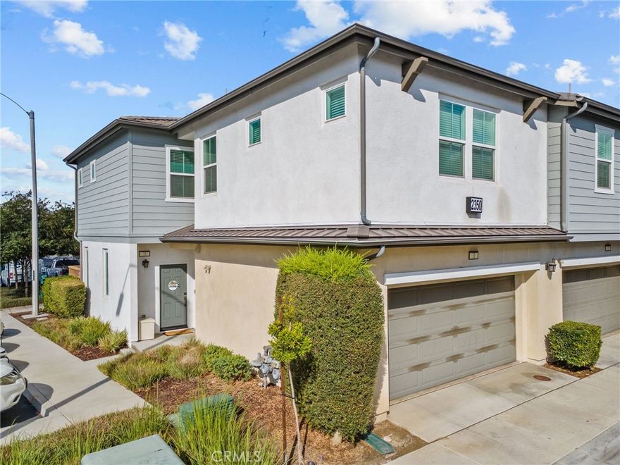Stylish and Energy-Efficient Living in the Heart of Ontario. Built in 2019, this thoughtfully designed 3-bedroom, 2-bath townhome offers the perfect blend of style, comfort, and low-maintenance living. It’s an ideal choice for anyone looking to make a smart home purchase. Inside, you’ll enjoy over 1,550 square feet of living space, including a wide-open first floor with a spacious kitchen overlooking both the living and dining areas. The kitchen is a standout, featuring white soft-close cabinetry, granite countertops, custom tile backsplash, a large pantry, and a premium stainless steel KitchenAid appliance package. Whether you’re prepping a weekday dinner or hosting friends, the layout offers seamless flow throughout the main living space.

Additional upgrades include energy-efficient dual-pane windows, recessed lighting, “stay-put” window blinds, laminate wood flooring downstairs, and smart design touches throughout.

Upstairs, the primary suite offers a relaxing retreat with a large walk-in closet, dual sinks, new fixtures, and an easy-to-clean standing shower. Two more generously sized bedrooms and a full bathroom with a shower-over-tub setup provide space and flexibility. The home also includes extra storage, an individual laundry room, a tankless water heater, and an fully-paid 9-panel solar system to help keep utility bills low.

Through the large sliding glass door, you’ll find a private outdoor space with access to community amenities including a resort-style pool, BBQ area, and multiple park-like greenbelts—perfect for casual weekends and get-togethers.

Location-wise, you’re just minutes from great shopping, dining, and entertainment. Commuters will appreciate easy access to the 60 Freeway, Ontario International Airport, and the nearby Metrolink station. If you’re looking for a turnkey home that offers modern finishes, energy efficiency, and convenience, this one checks all the boxes. Schedule your private showing today or stop by an open house and see why this home could be the perfect fit.