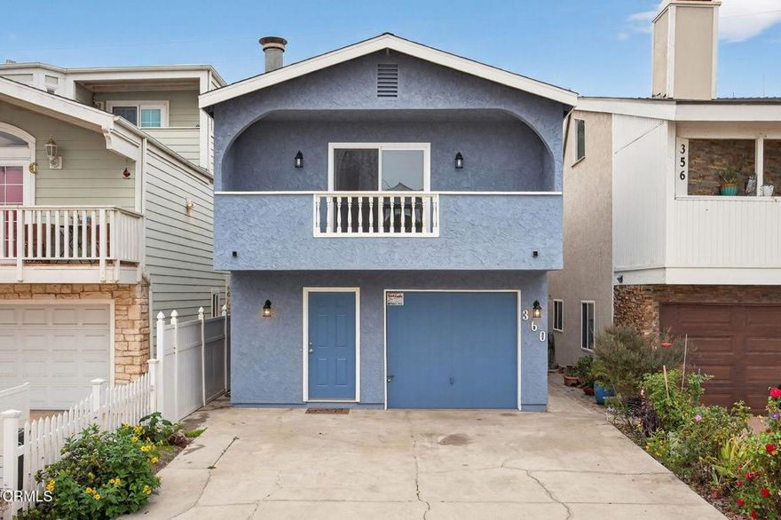 First time on the market!  Cute two story beach house waiting for your personal touches.  Downstairs features a den/flex space with a private entrance and wet bar.  Bedroom, bathroom, and laundry hook-ups.Upstairs living room with large balcony to enjoy coastal breezes and gorgeous sunsets.    Cozy wood burning stove in corner of living room.  Quaint kitchen open to living room.  Full bathroom and two bedrooms upstairs as well.Fresh interior and exterior paint.  New flooring.  New roof.  One car garage and plenty of parking in driveway.Walking distance to Silver Strand Beach, close nearby restaurants and Channel Islands Harbor.