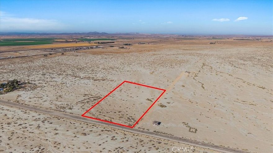 APN 0497-211-32-0000 – This 5.02-acre parcel is zoned RL (Rural Living) and located in the Hinkley area of Unincorporated San Bernardino County. The property offers frontage access from Lenwood Road (paved-to-dirt), with power available at the road about 820 feet away.



A water well can be added (contractor already available). With the right permits, the property offers multiple development opportunities, including:



Conversion into an RV Park



Placement of up to 3 Mobile Homes



Or build 2 Homes plus an ADU



This is a prime opportunity for rural living, investment, or future income potential.