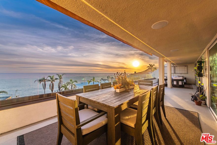 ONE-OF-A-KIND! This exquisitely designed luxury condo is situated in the ideal location on Coastline Dr just a minute from Sunset Blvd. Located exceptionally close to the beach, yet removed from the road, this unit features stunning ocean views from almost every room. This rare three-bedroom allows its occupant to show up with a toothbrush and live the Malibu life. Fully furnished with all the bells and whistles, the home has too many features to list - starting with the beautifully appointed kitchen complete with Miele appliances and a barista-style espresso maker. An expansive deck features a BBQ, pizza oven, eating area, lounge area and sunrise and city light views. The master bedroom has ocean and city light views, voice-activated blackout shades, and a sumptuous bathroom complete with sunken tub. Flexible terms. Why spend time anywhere else?