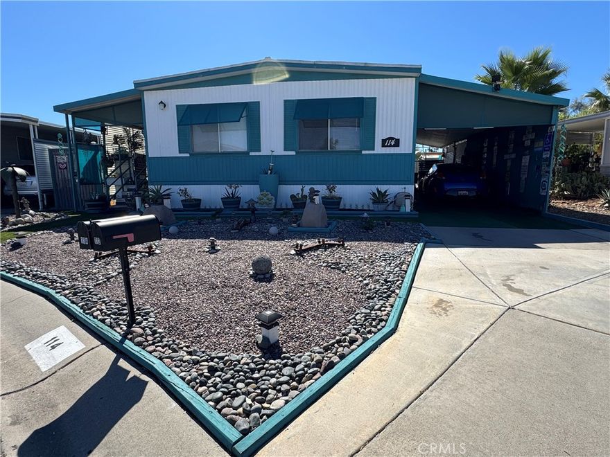 Enjoy this stylish home in a resort style community! This home shows pride of ownership from the front curb to the back

wall. Flooplan offers a large living room, separate dining area, spacious kitchen, indoor laundry, and two bedrooms with

full baths. Large lot has two storage sheds and plenty of room for your four legged friends to run and play!