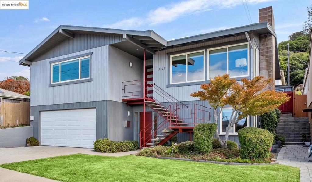 Views, Space, Versatility- Stylish beauty in El Cerrito Hills Sweet Spot- with cool vibe, fab floorplan and fresh updates- this turn-key 4+BR/3BA, has a flexible layout & Bay, bridge & city views. Bright living room with hardwood floors, big windows & fireplace- you’ll love entertaining, or just hanging out here. The remodeled kitchen (2024) sparkles and flows to the dining area & sunny private yard for seamless indoor-outdoor living. Primary BR with ensuite is in front to enjoy the views, and down the hall an updated bathroom plus 2 more bedrooms on the main floor (including one with cool and versatile fold-down bed/desk). The lower level has a separate entrance—ideal for guests or in-laws—there’s a family room, fireplace, new flooring (2025), a private quiet bedroom - great for work or rest, a full bath & interior access to the 2-car garage. The fenced yard & patio is your California dream, and features a bonus studio/office shed for work or hobbies. Easy access to trails, parks, schools & shops. Buyer to investigate and verify school district/availabilty.