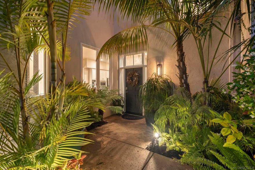Exquisite Mediterranean home features soaring ceilings, floor to ceiling glass windows, and a large backyard entertainment space serving up our easy Southern California indoor/outdoor lifestyle. Come home to lounge on the terrace or to pamper yourself in either of the ensuite baths. Set behind community gates on the La Jolla Farms bluff for year-round enjoyment of our ocean climate.  Secured behind the gate community of Blackhorse, at an exceptional value!